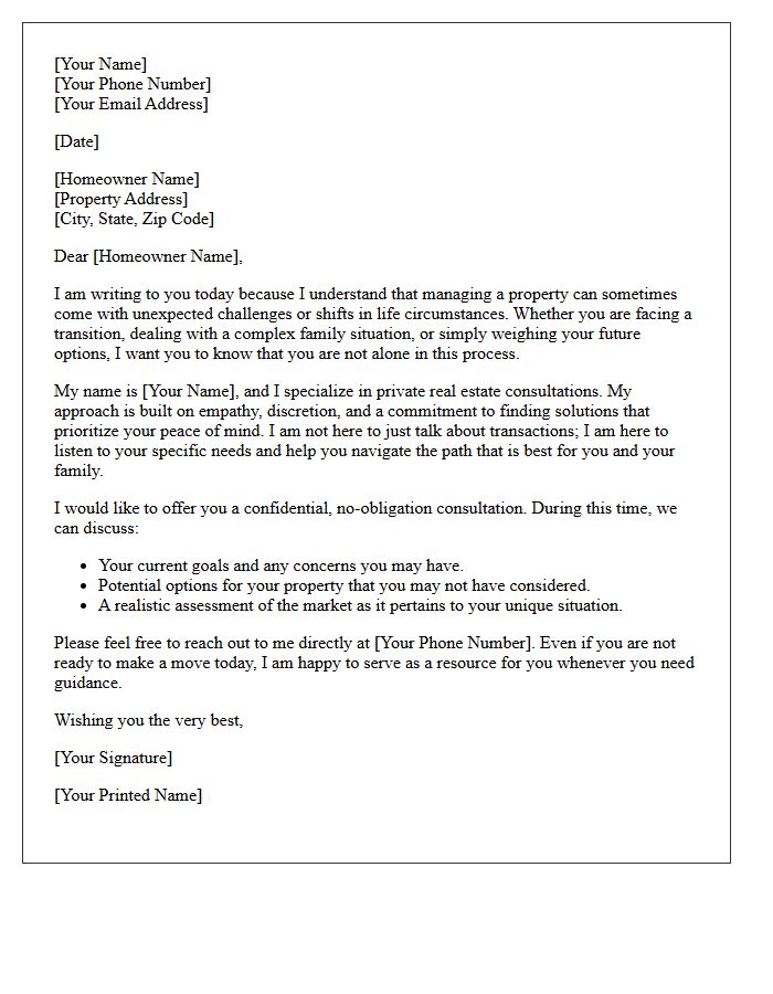 Private Real Estate Consultation And Empathy Letter