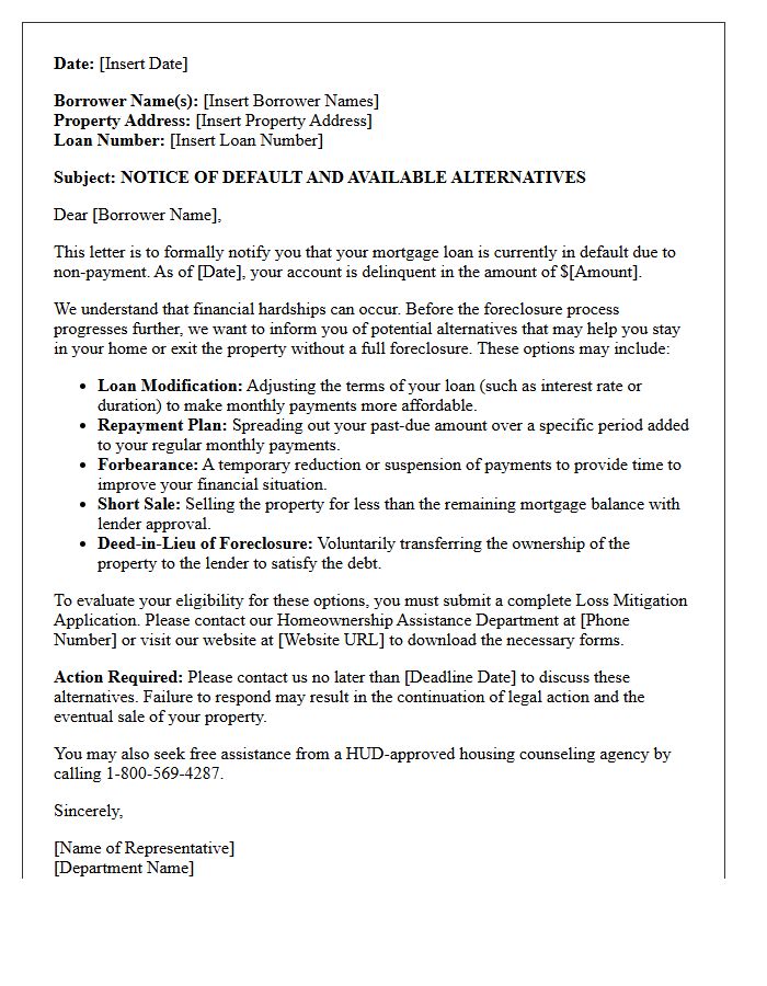 Notice Of Default Alternative Options Letter