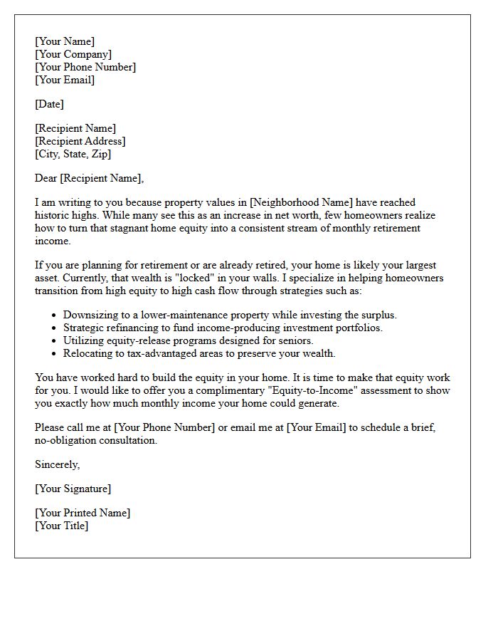 Turn High Equity Into Retirement Income Letter