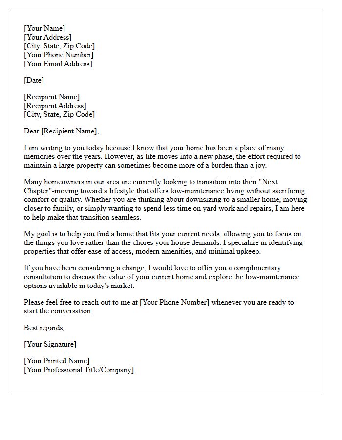 Next Chapter Low Maintenance Living Letter
