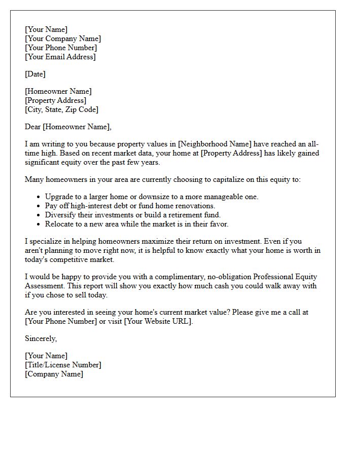 Capitalize On Your High Equity Letter