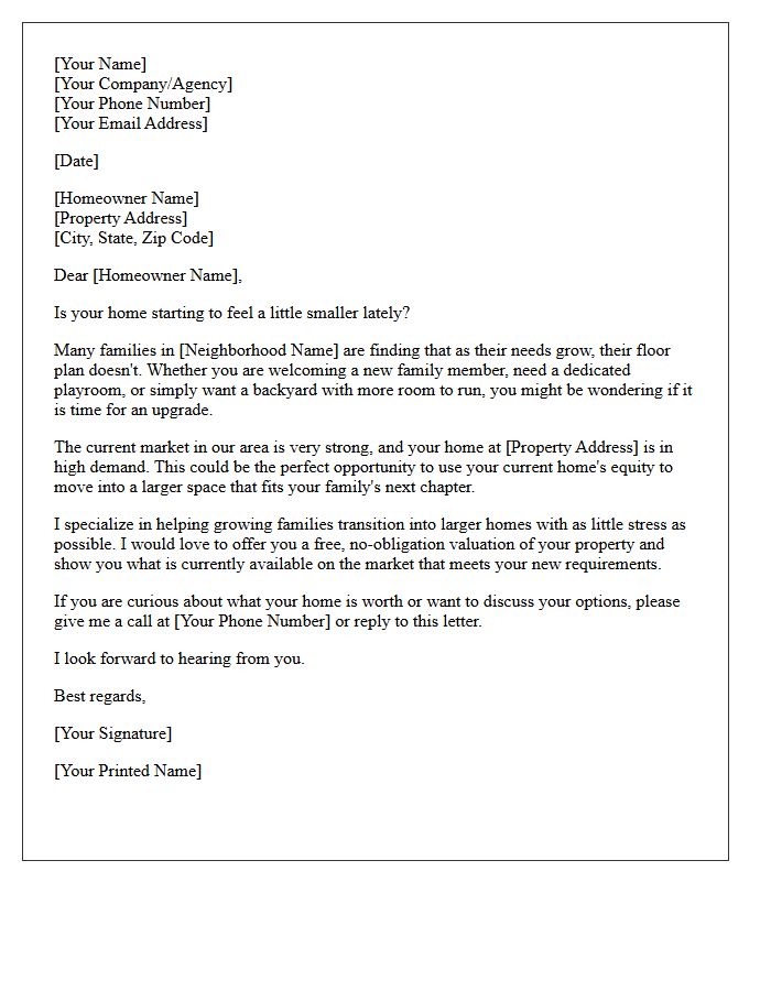 Need More Space Growing Family Prospecting Letter