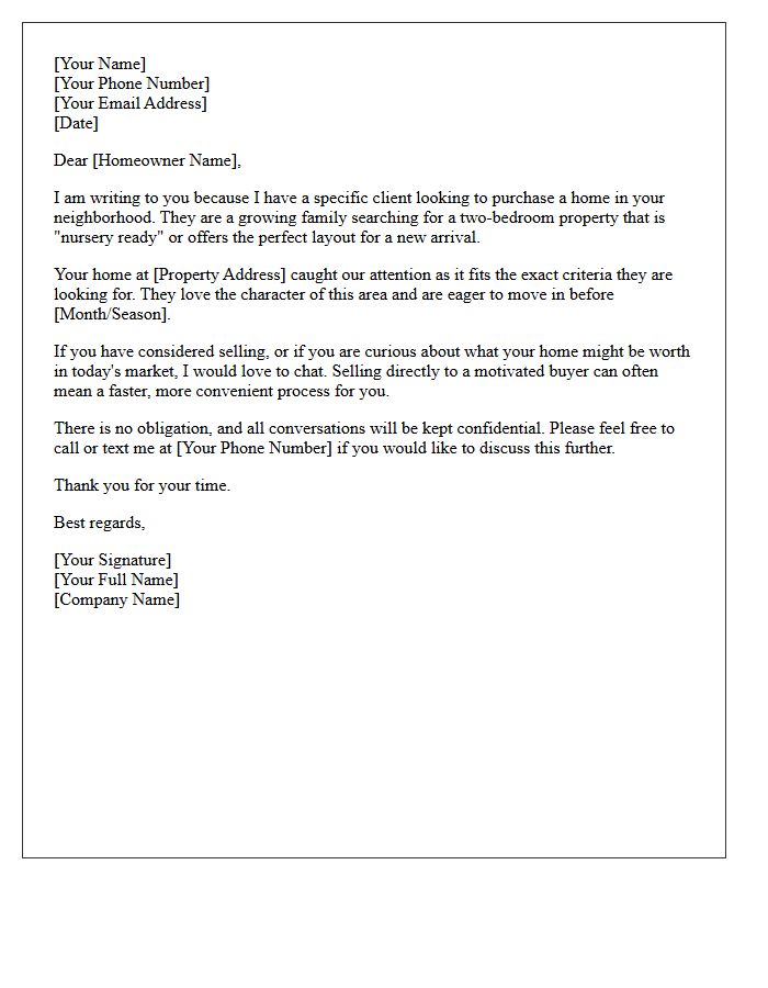 Nursery Ready Two-Bedroom Real Estate Letter