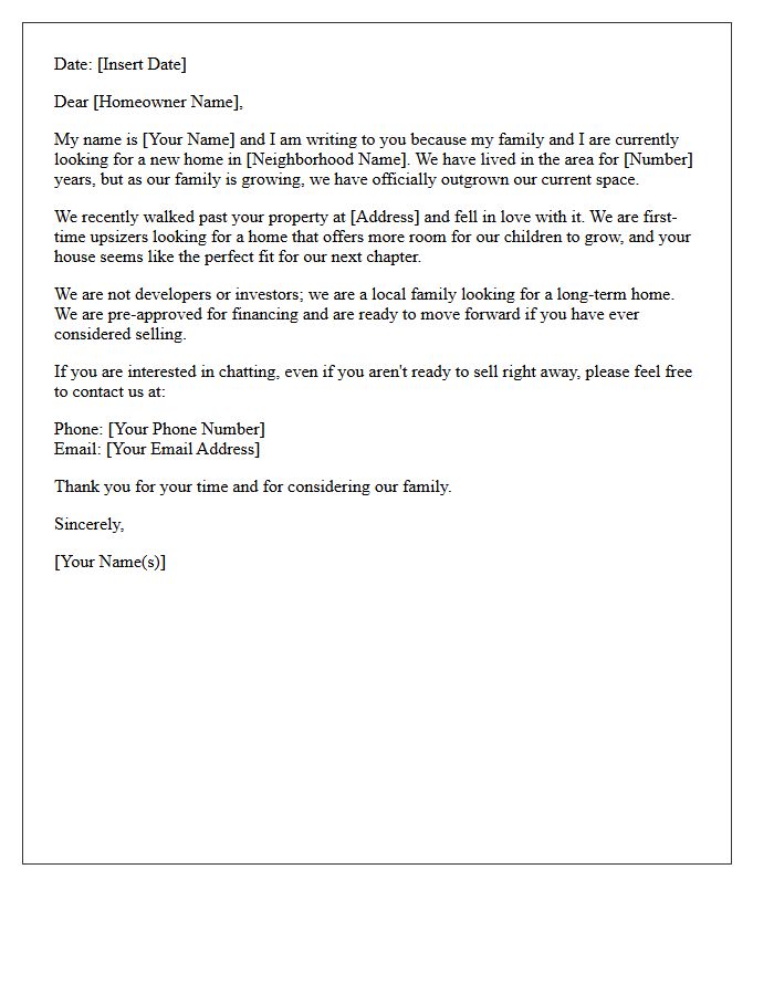 First Time Upsizer Growing Family Letter