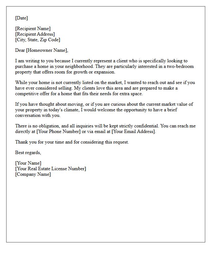 Two-Bedroom Expansion Neighborhood Prospecting Letter