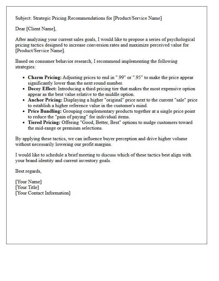 Psychological Pricing Tactics for Sellers Letter