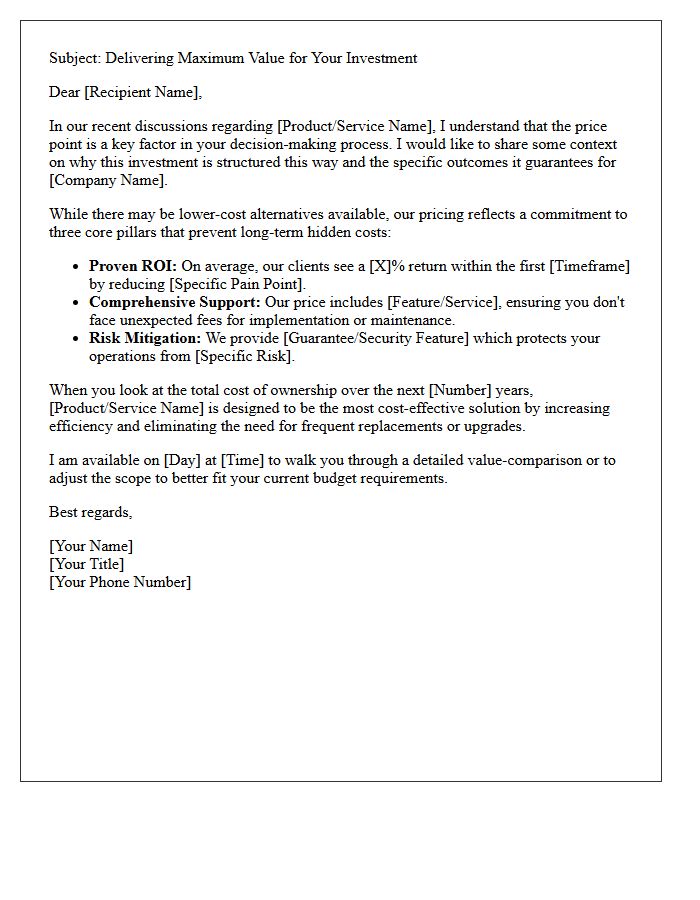 Managing Buyer Price Perception Pitch Letter