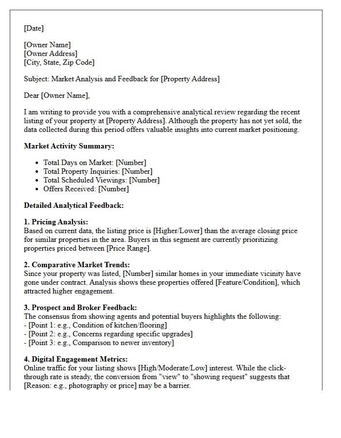 Unsold Property Analytical Feedback Letter
