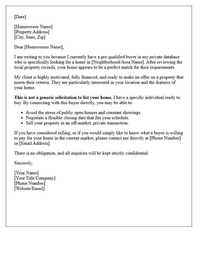 Exclusive Buyer Database Match Letter