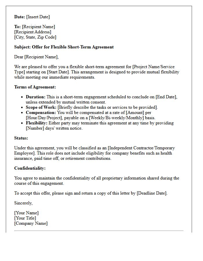 Flexible Short-Term Agreement Offer Letter