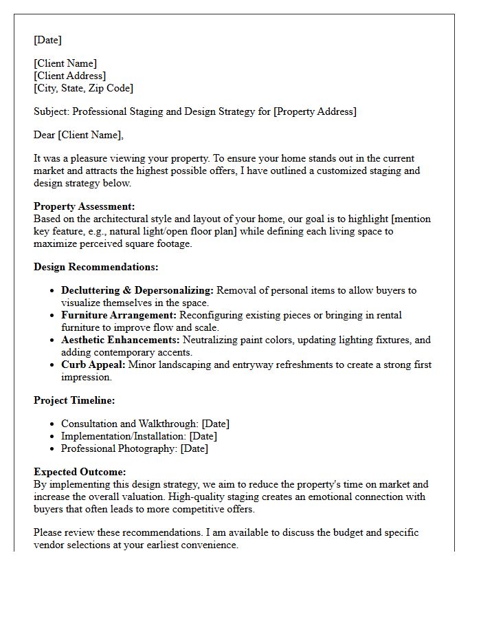 Professional Staging and Design Strategy Letter