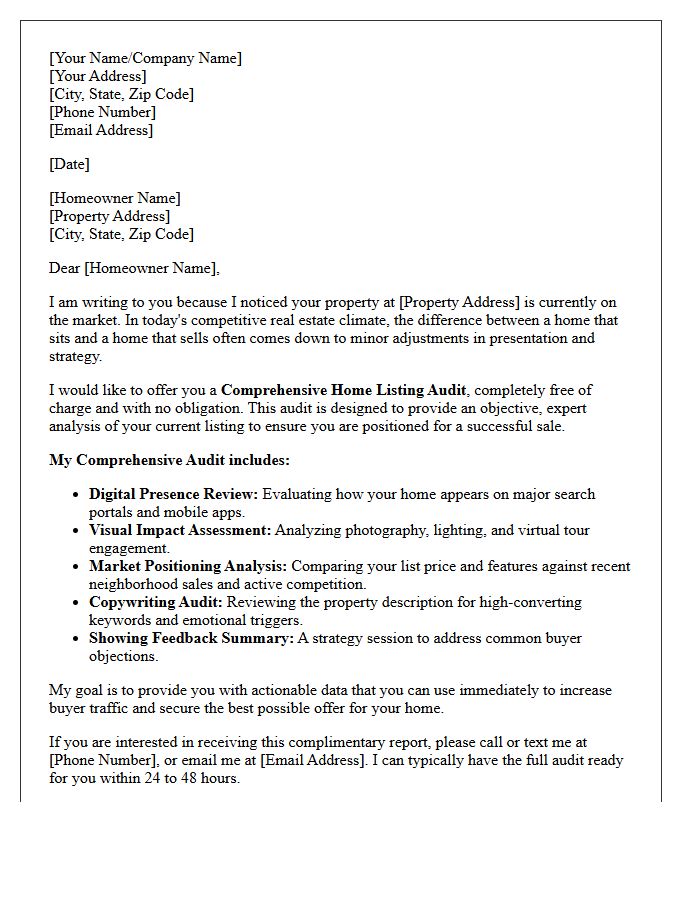 Comprehensive Home Listing Audit Offer Letter