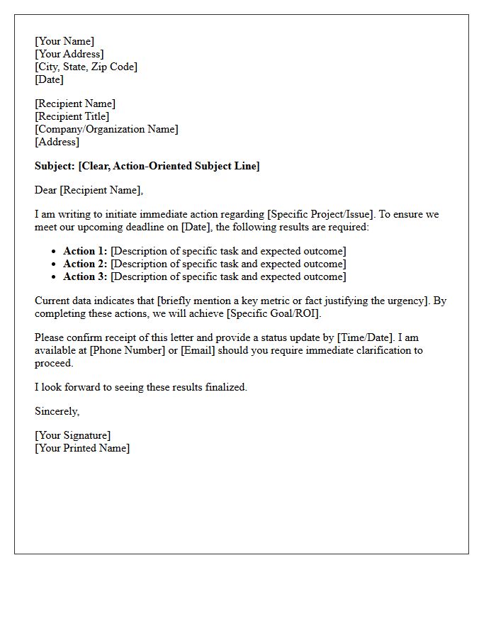 Direct Action and Results-Focused Letter