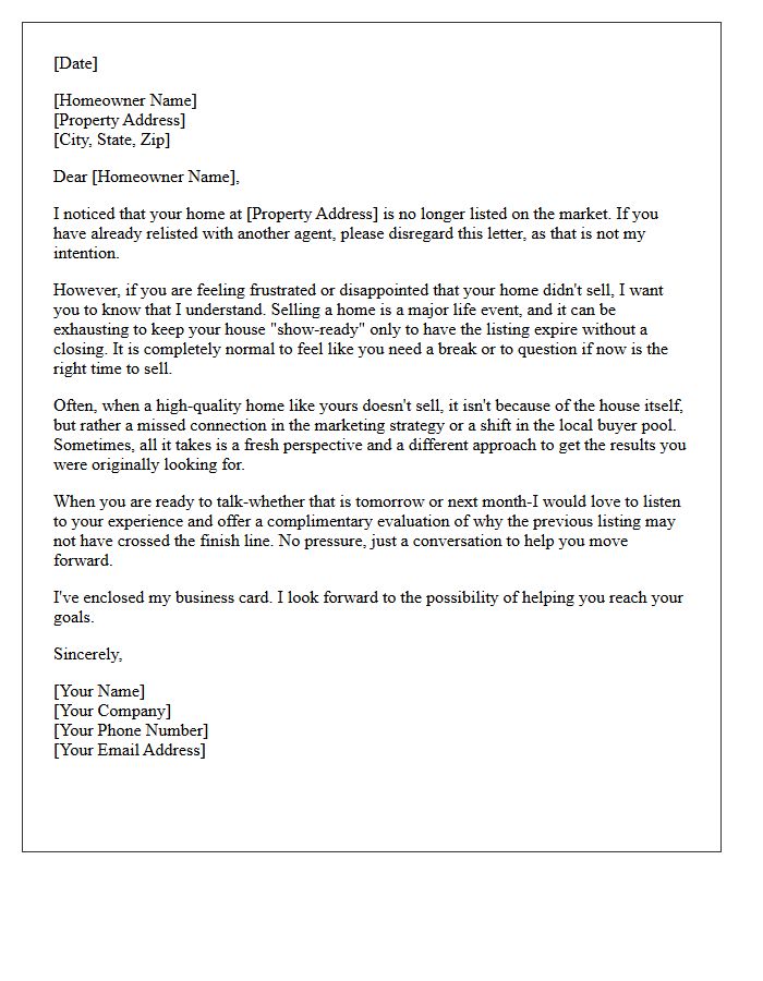 Empathy and Understanding Expired Listing Letter