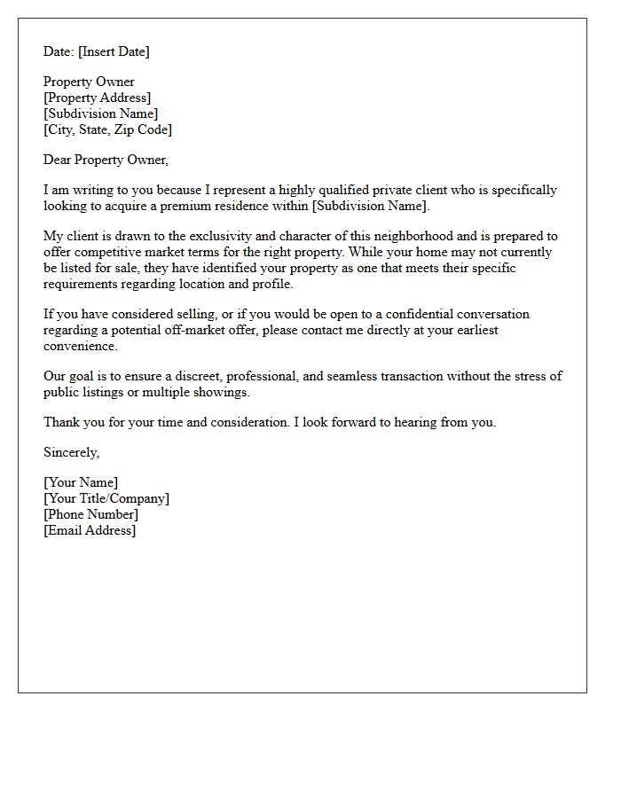 Exclusive Buyer Inquiry Letter for Premium Subdivision Properties