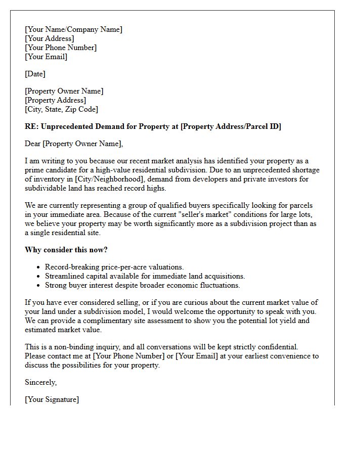 Unprecedented Subdivision Demand Letter for Prospective Sellers