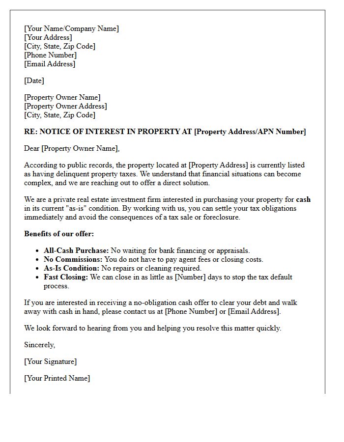 Direct Cash Purchase Tax Default Letter