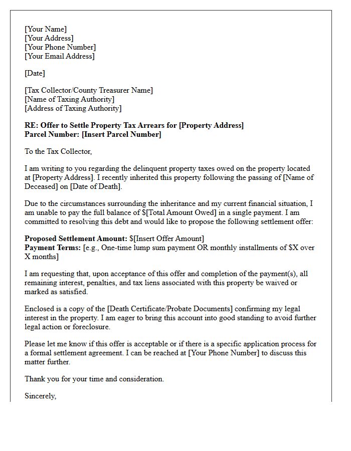 Inherited Property Tax Arrears Offer Letter