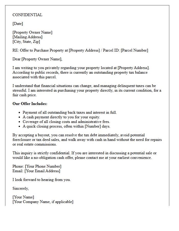 Confidential Tax Delinquent Buyout Letter