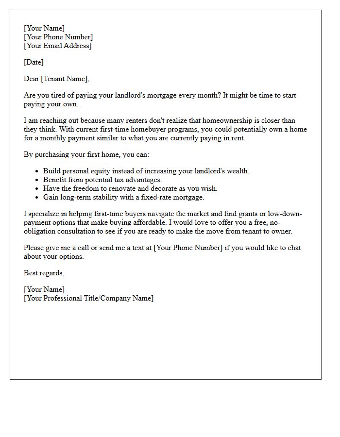 Stop Paying Your Landlord Mortgage First-Time Homebuyer Letter