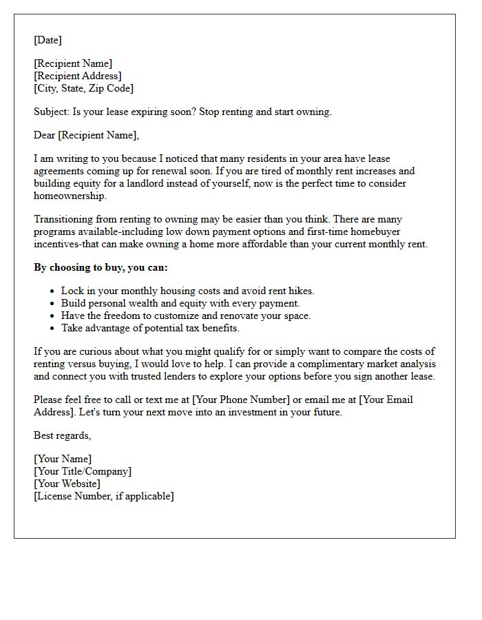 Is Your Lease Expiring Soon Homebuyer Letter