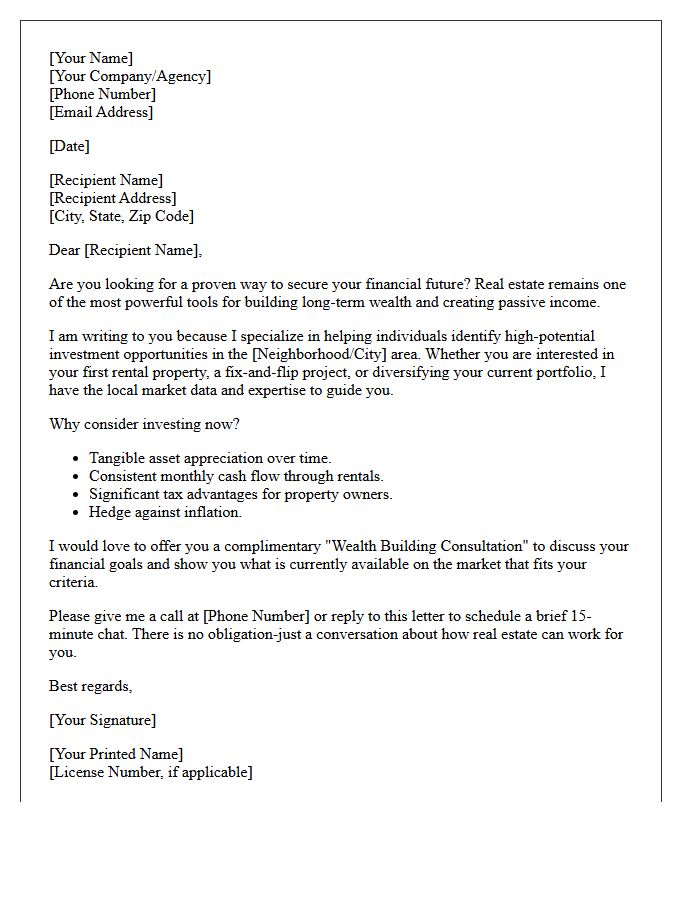 Build Wealth Through Real Estate Prospecting Letter