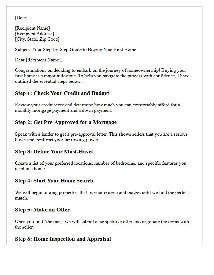 Step By Step Guide To Buying Your First Home Letter