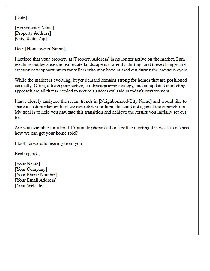 Relisting Opportunity in a Shifting Market Letter