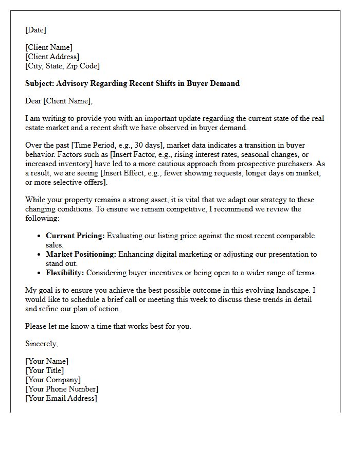 Recent Buyer Demand Shift Advisory Letter