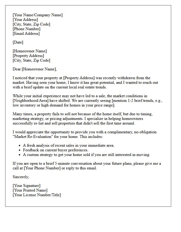 Withdrawn Property Market Update Letter