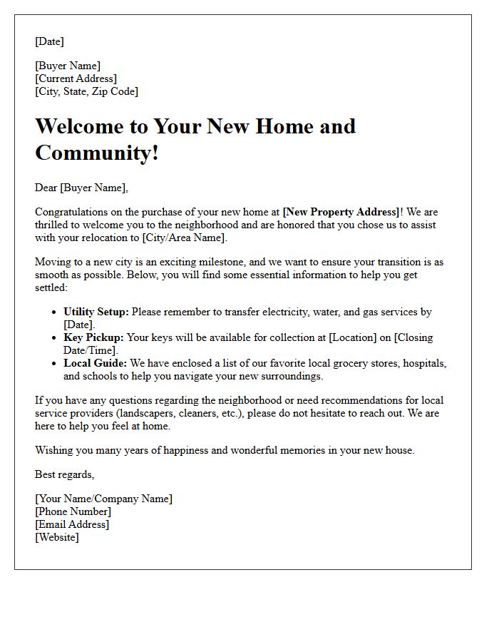 Relocating Homebuyer Welcome Letter