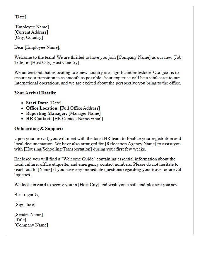 International Expatriate Welcome Letter