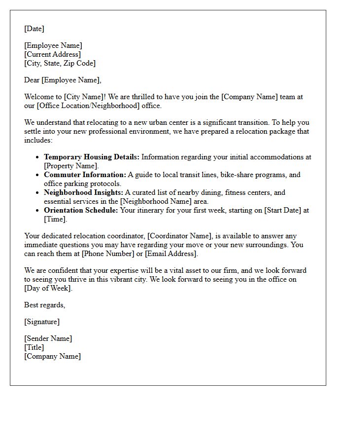 Urban Professional Relocation Welcome Letter