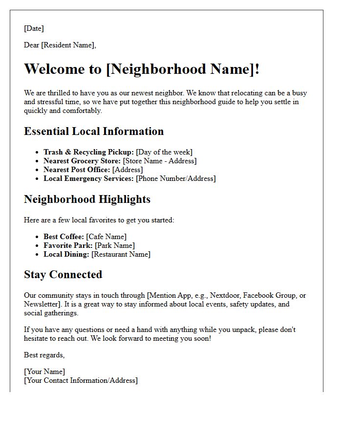 Relocation Neighborhood Guide Welcome Letter