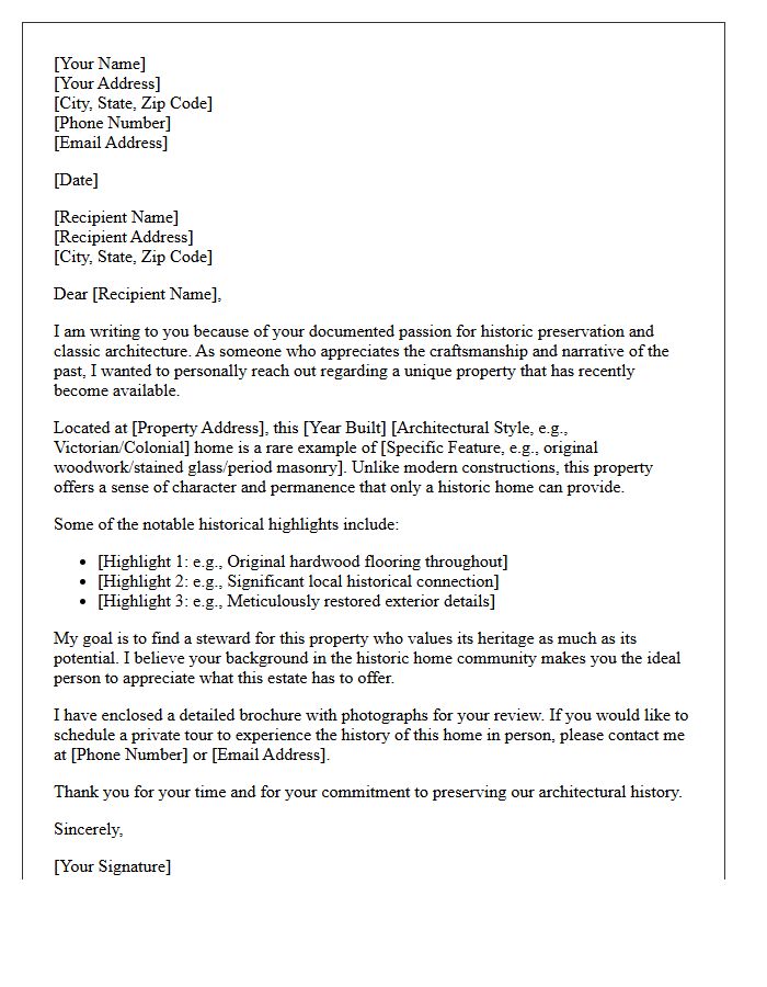 Connecting Historic Home Enthusiasts With Your Property Letter