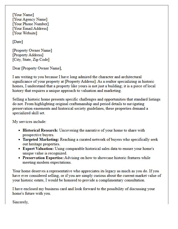 Your Historic Property Deserves a Specialized Realtor Letter
