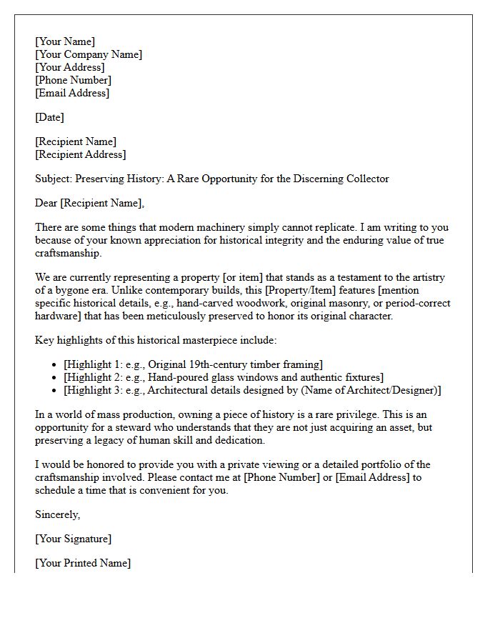 Attracting Buyers Who Appreciate Historical Craftsmanship Letter