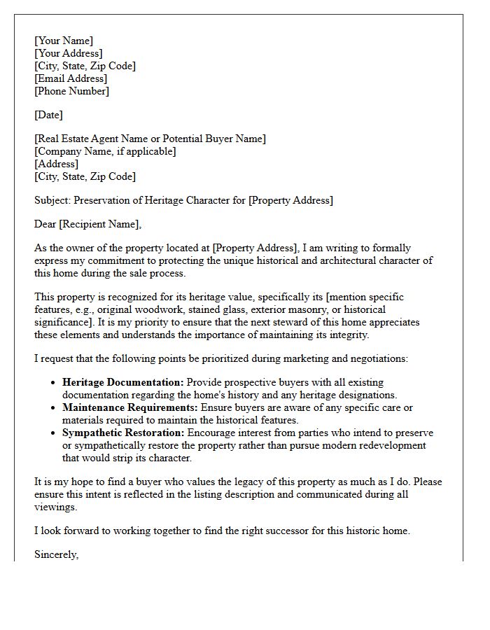 Protecting the Character of Your Heritage Property During a Sale Letter