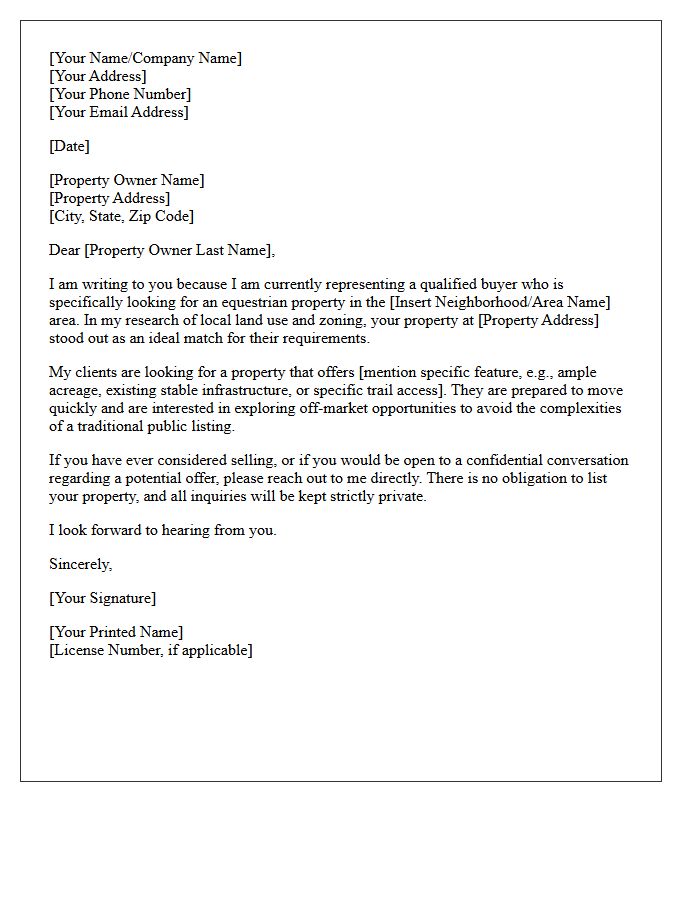 Off-Market Equestrian Property Opportunity Letter