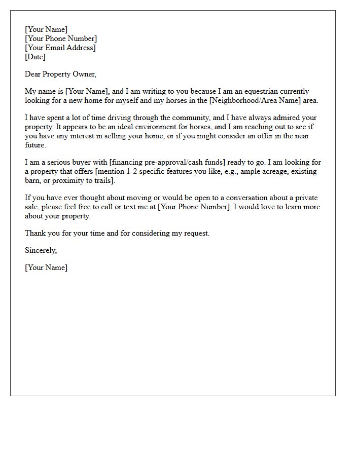 Prospective Horse Property Buyer Letter