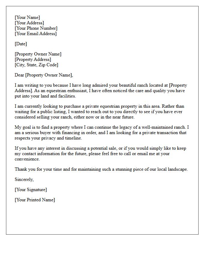 Private Equestrian Ranch Seller Letter