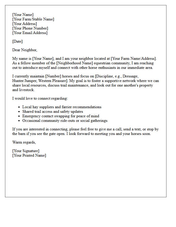 Premier Equestrian Neighborhood Networking Letter