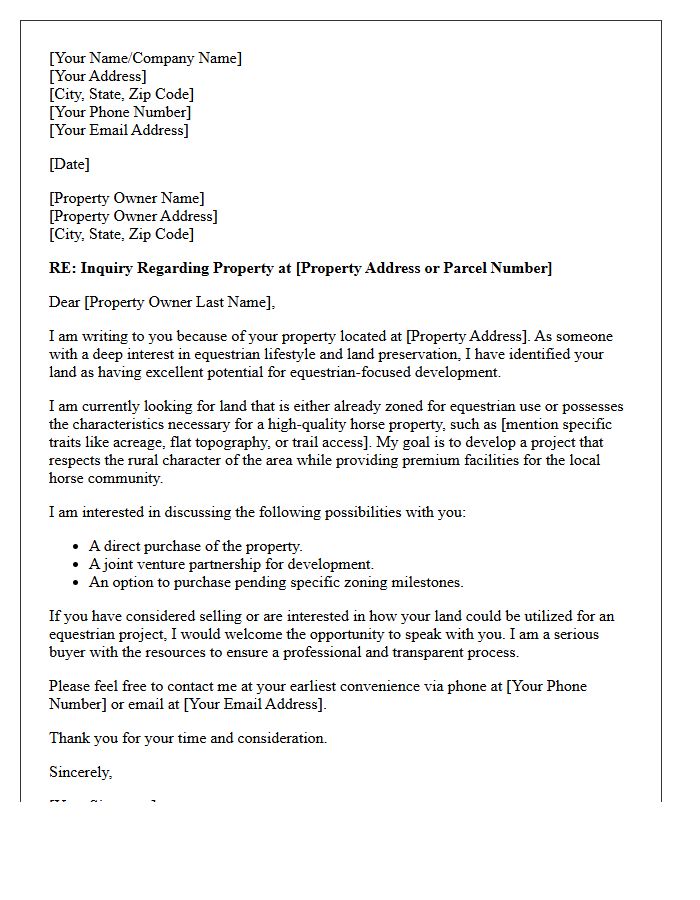 Equestrian Zoned Land Development Letter
