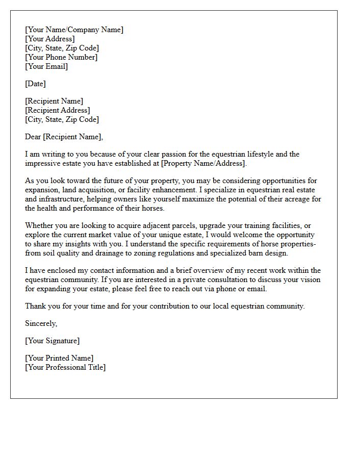 Expanding Your Equestrian Estate Outreach Letter