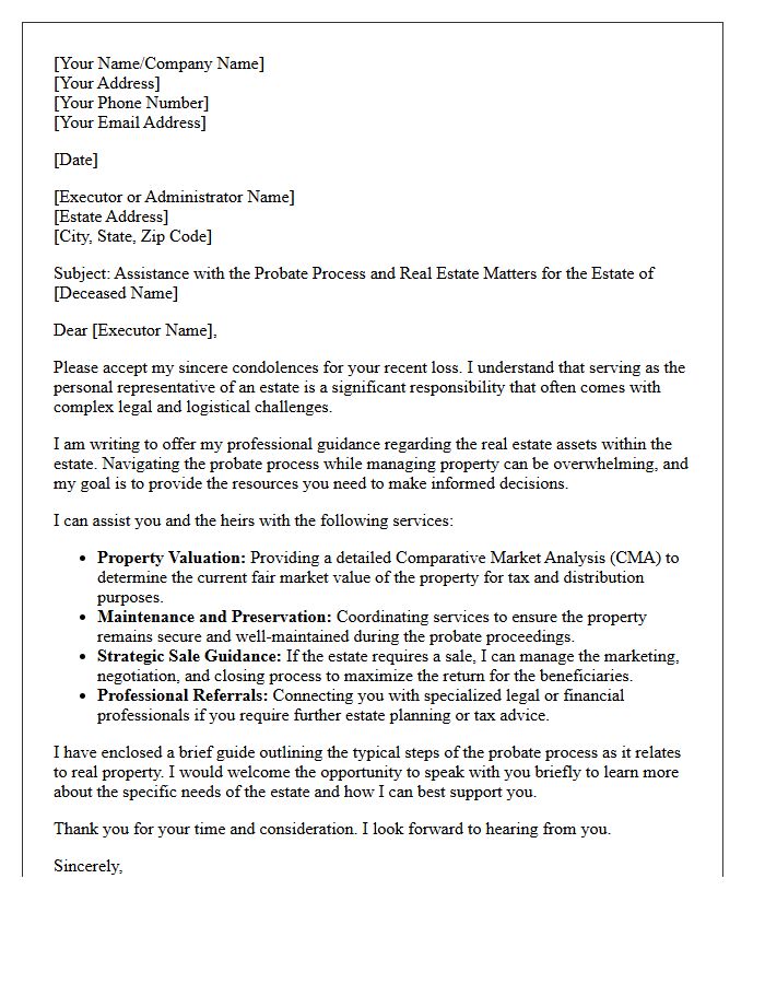 Probate Process And Real Estate Guidance Letter