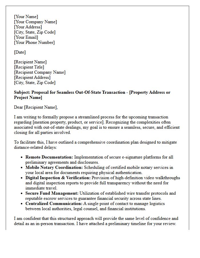 Seamless Out-Of-State Transaction Proposal Letter