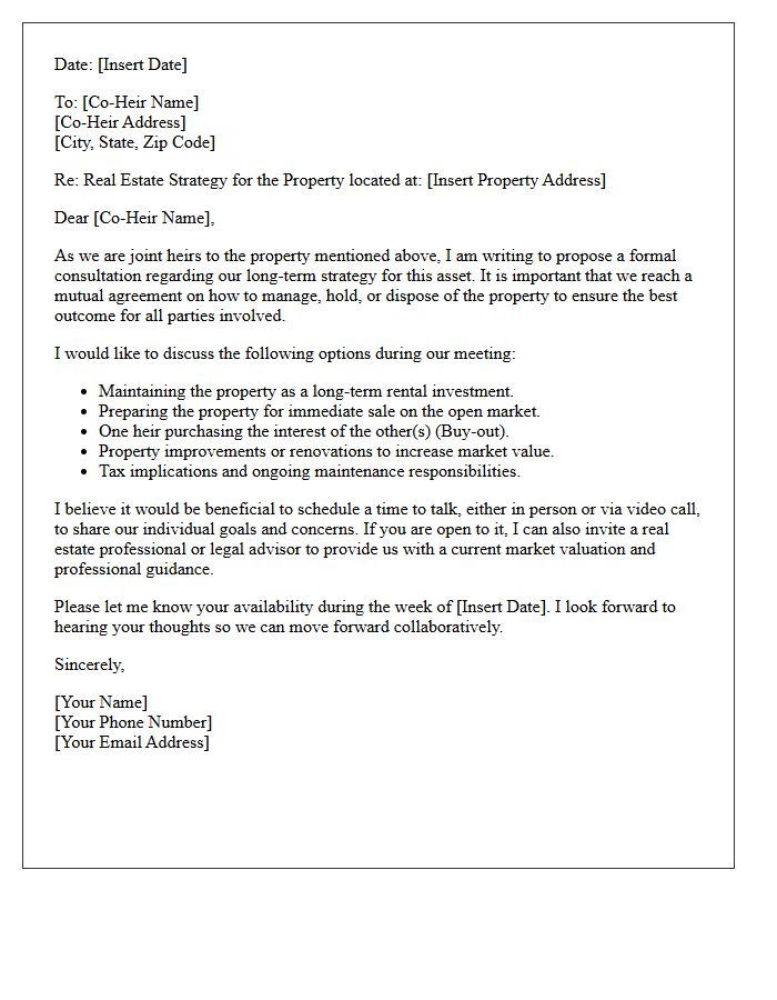 Joint Heir Real Estate Strategy Consultation Letter
