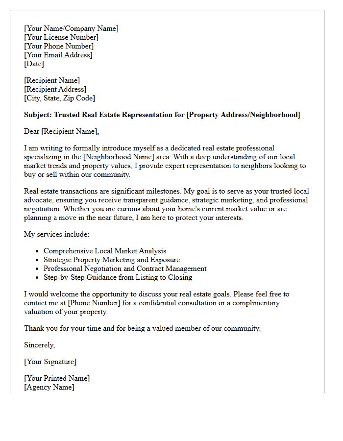 Trusted Local Real Estate Representation Letter