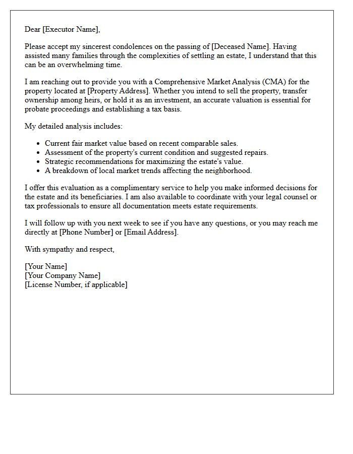 Comprehensive Market Analysis Letter For Inherited Estates