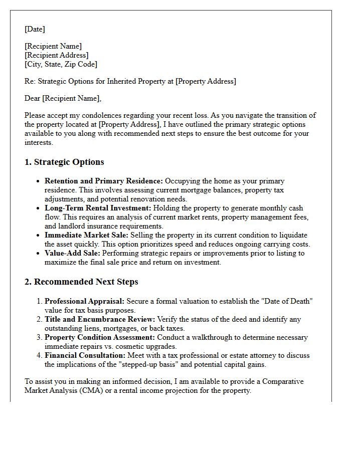 Inherited Property Strategic Options And Next Steps Letter